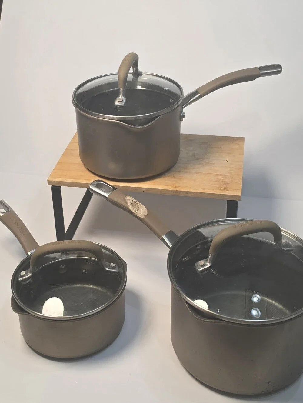 Set Of 3 Circulon Premiere Professional Saucepan & Lids Pots Induction